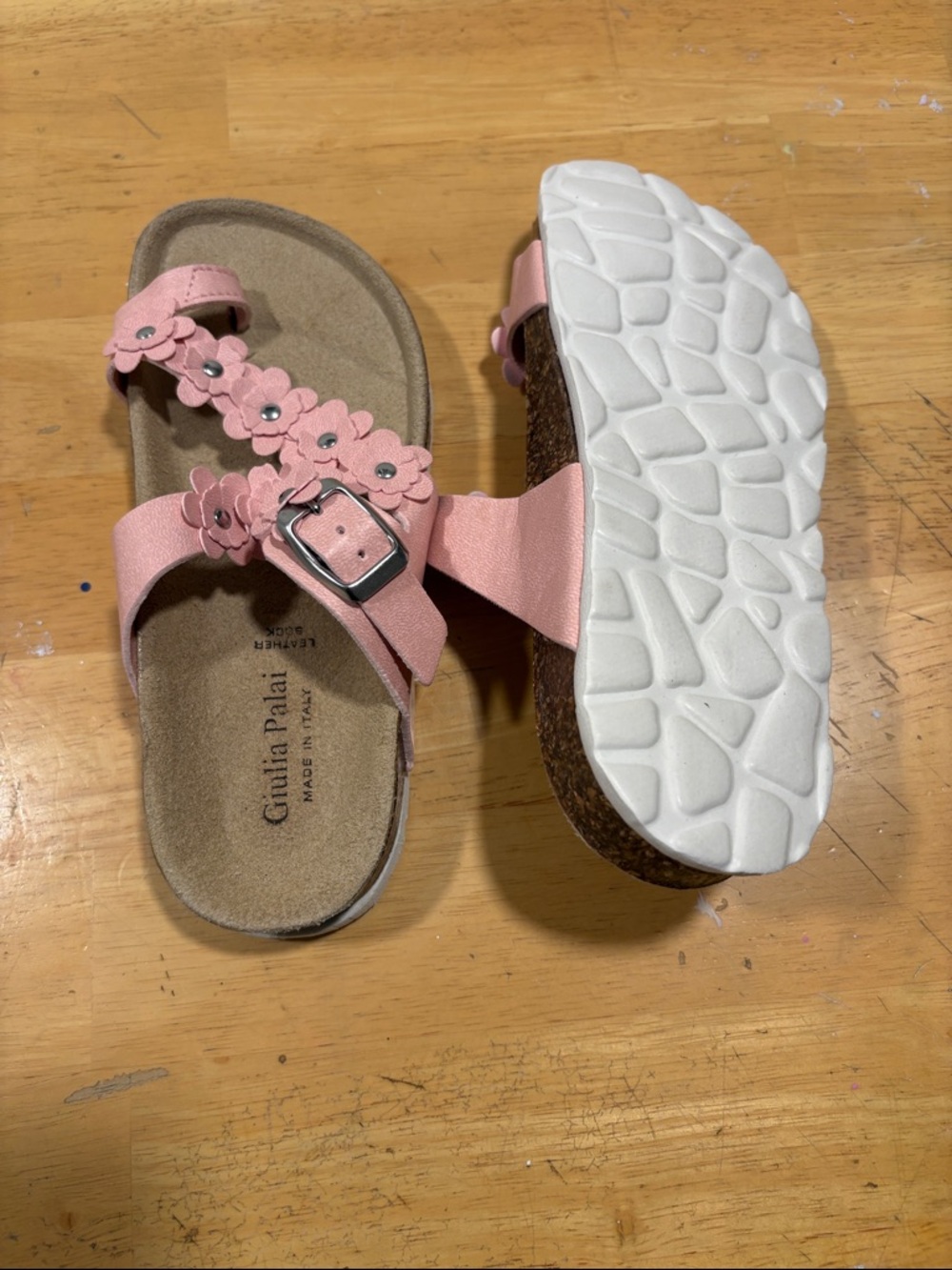 Giulia Palai Pink Floral Double-Strap Kids Sandals with Buckle - Picture 3 of 3